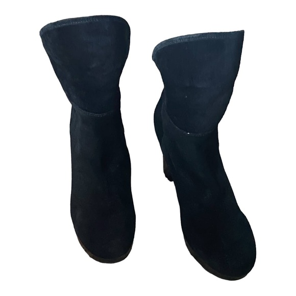 UGG PURE Leather Ankle Boots Women's US 9 100% Wool Sock Lining Heel - Picture 3 of 10